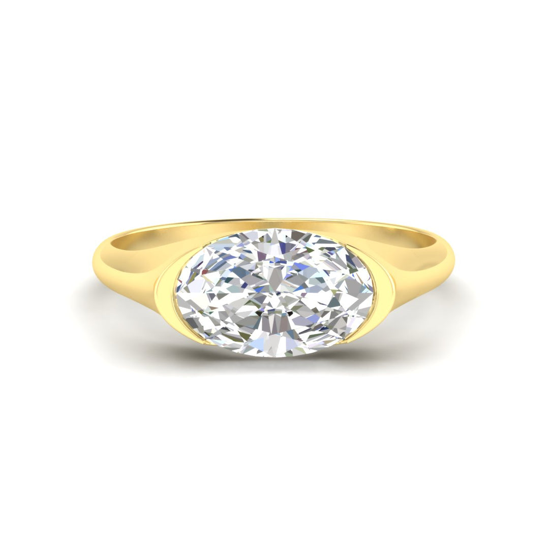 Half Bezel East West Oval Engagement Ring