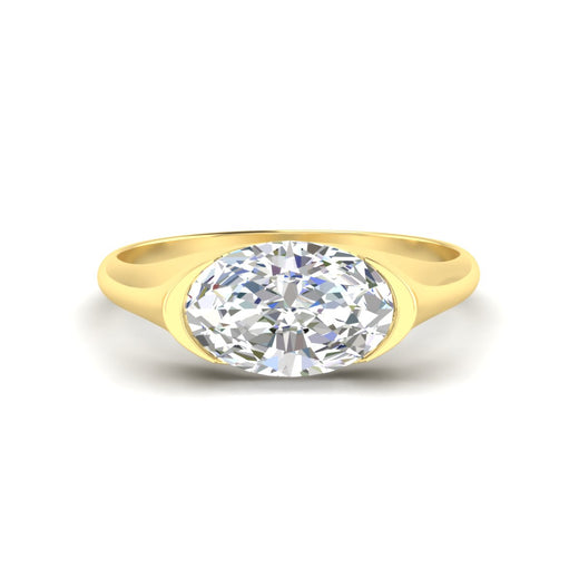Half Bezel East West Oval Engagement Ring