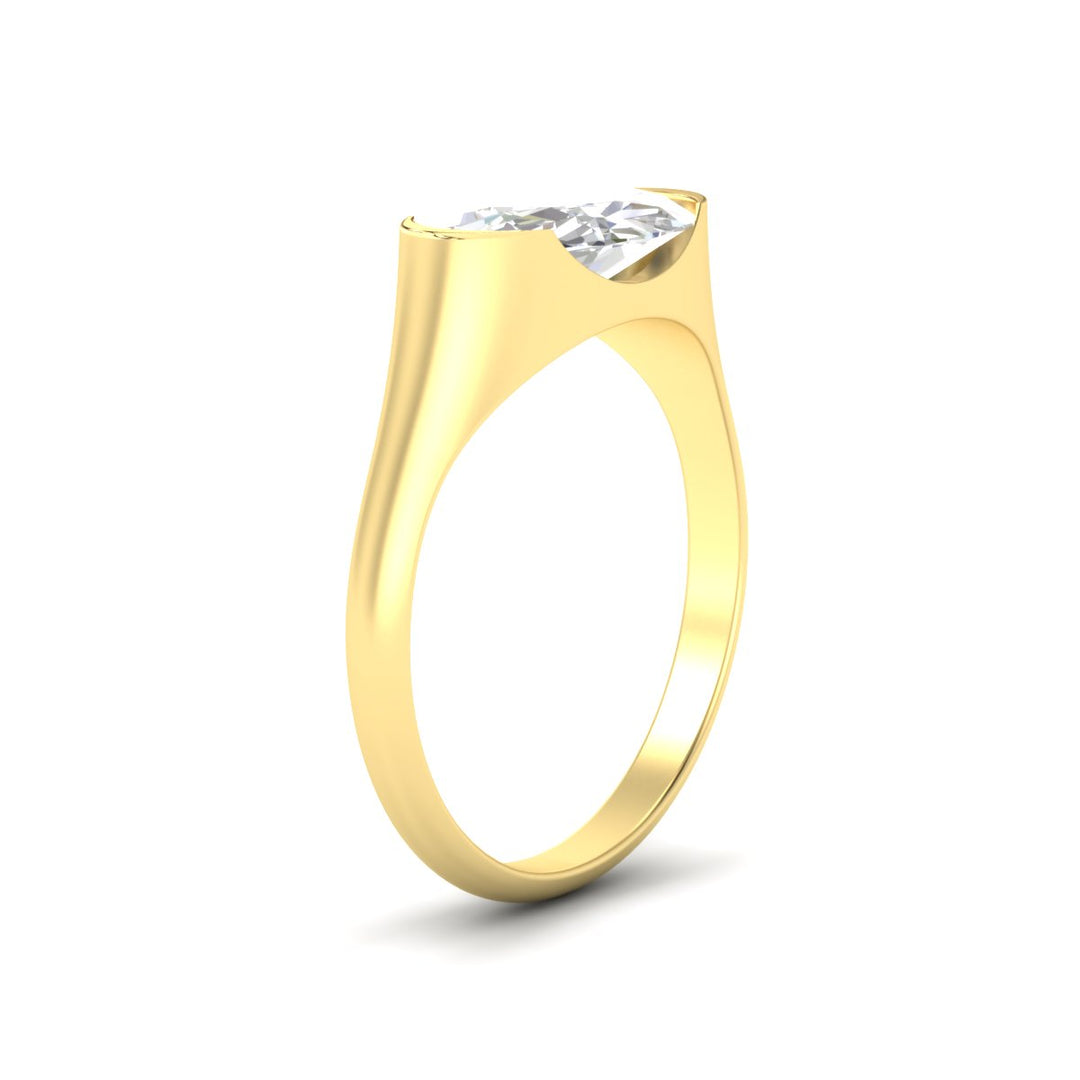 Half Bezel East West Oval Engagement Ring