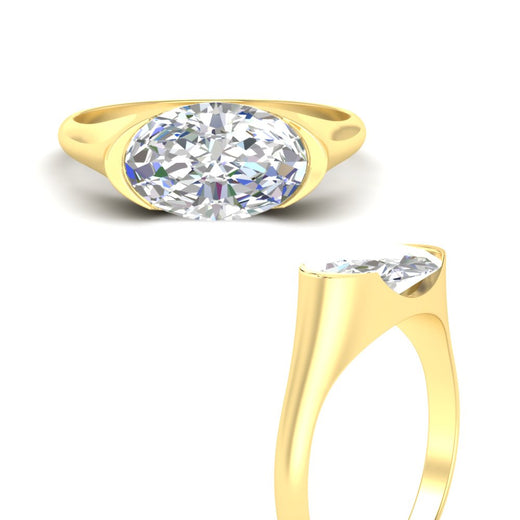 Half Bezel East West Oval Engagement Ring