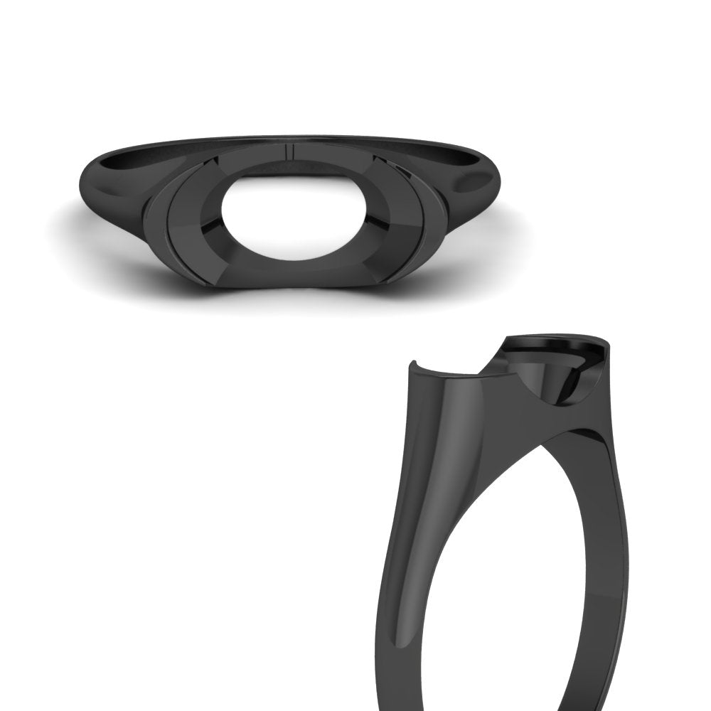 Half Bezel East West Semi Mount Engagement Ring