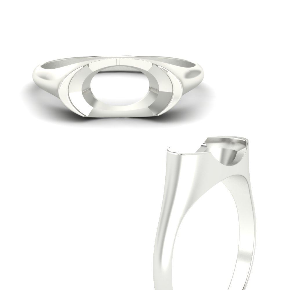 Half Bezel East West Semi Mount Engagement Ring