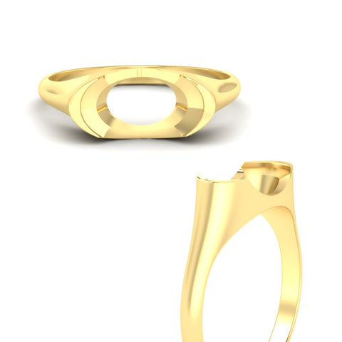 Half Bezel East West Semi Mount Engagement Ring