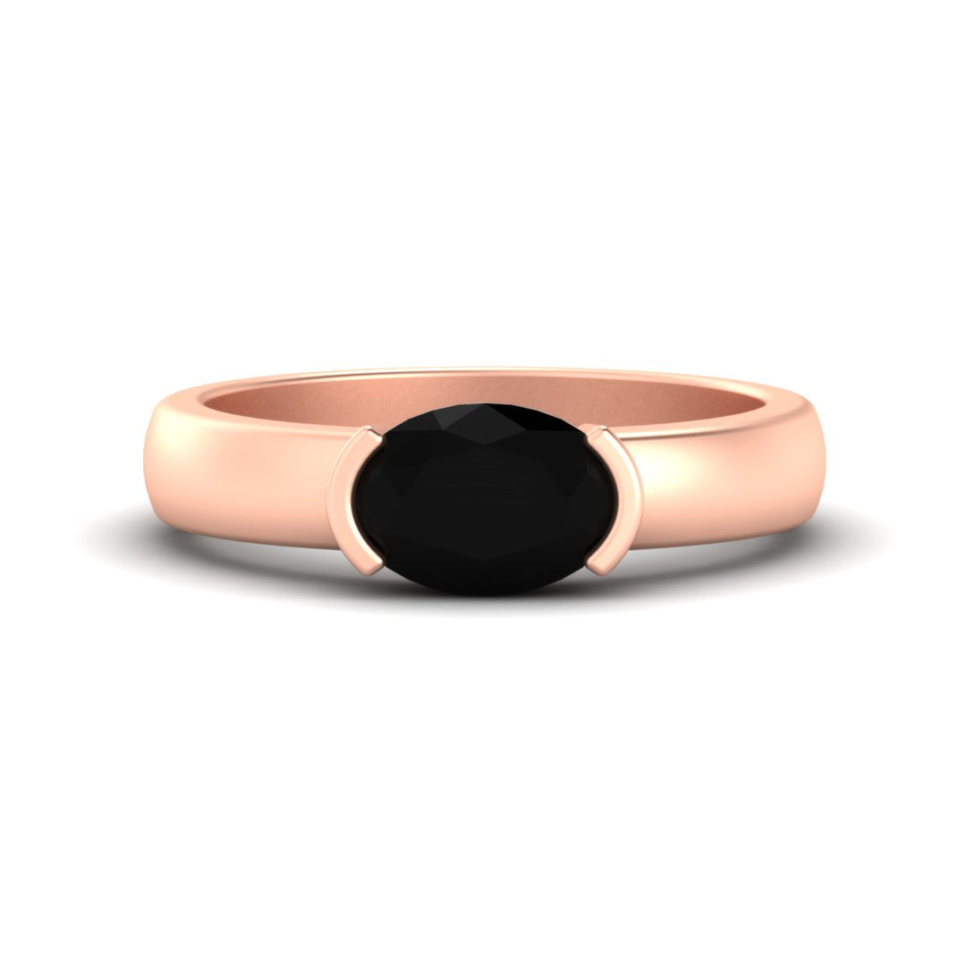 Half Bezel Oval East West Colored Ring