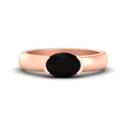 Half Bezel Oval East West Colored Ring