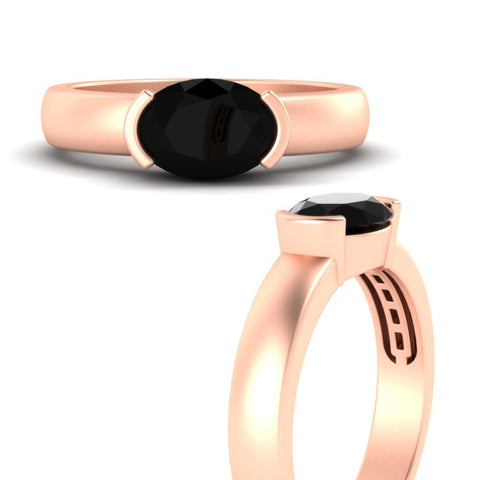 Half Bezel Oval East West Colored Ring