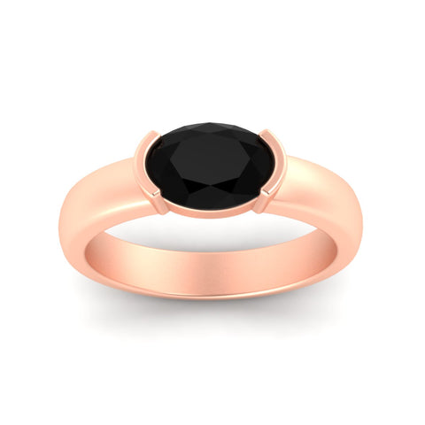 Half Bezel Oval East West Colored Ring