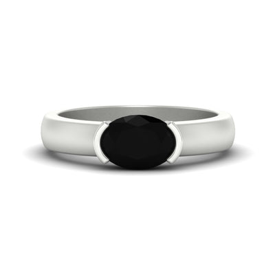 Half Bezel Oval East West Colored Ring