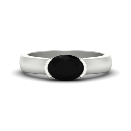 Half Bezel Oval East West Colored Ring