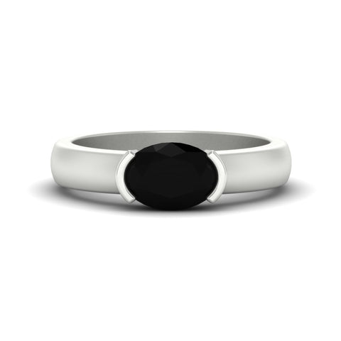 Half Bezel Oval East West Colored Ring
