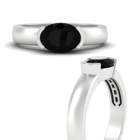Half Bezel Oval East West Colored Ring