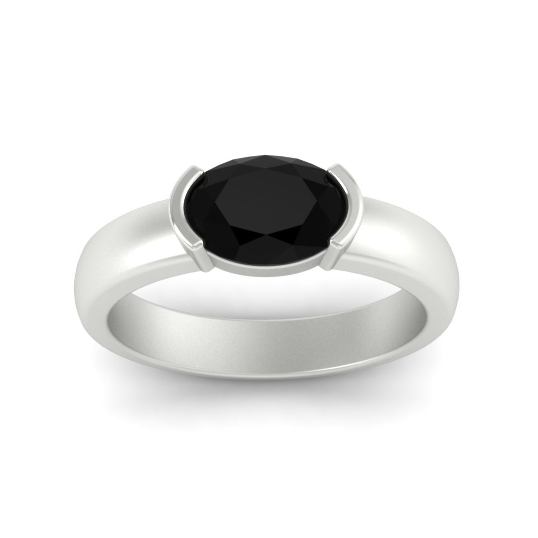 Half Bezel Oval East West Colored Ring