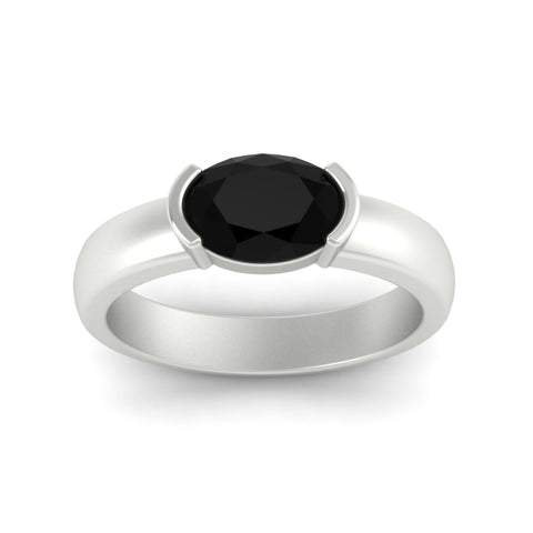 Half Bezel Oval East West Colored Ring