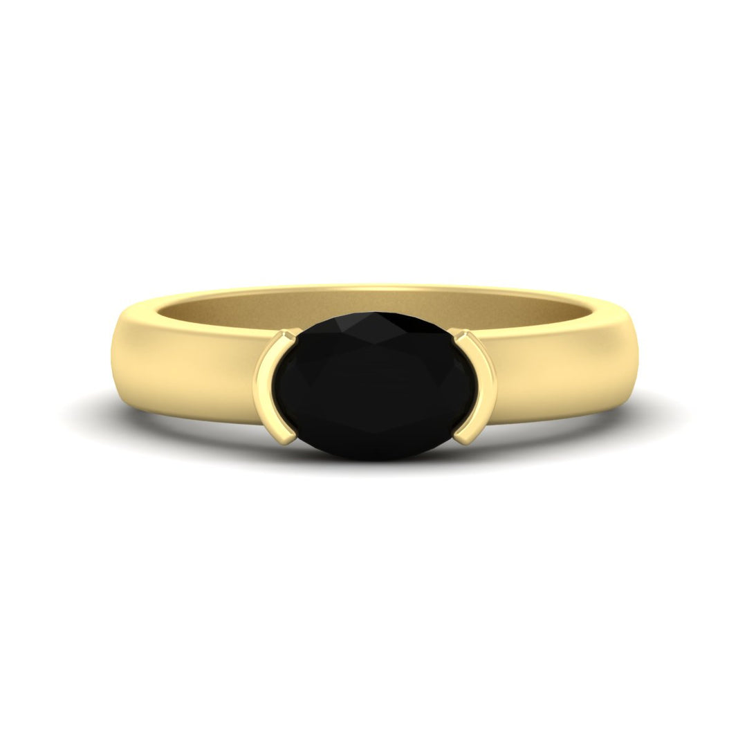 Half Bezel Oval East West Colored Ring