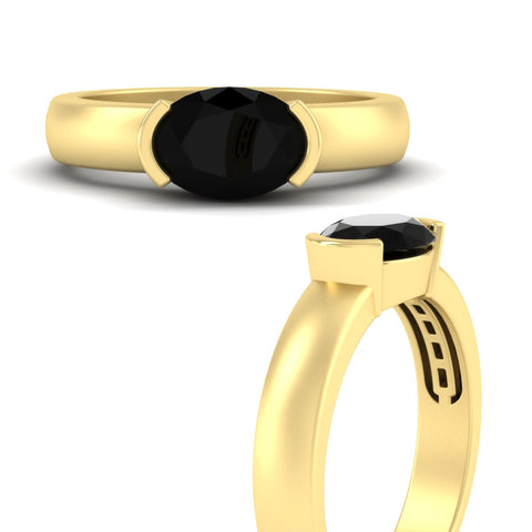 Half Bezel Oval East West Colored Ring