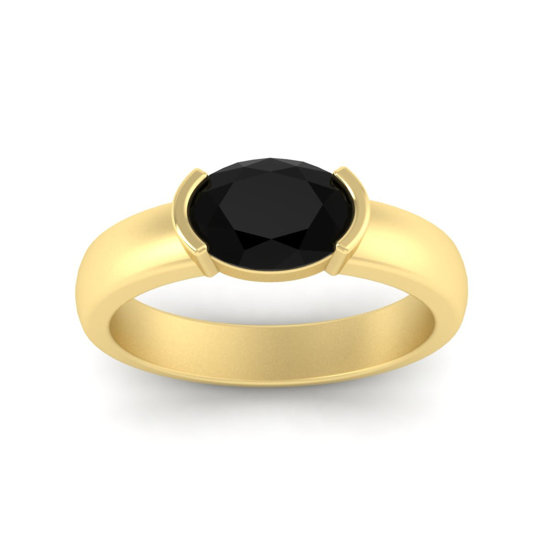 Half Bezel Oval East West Colored Ring