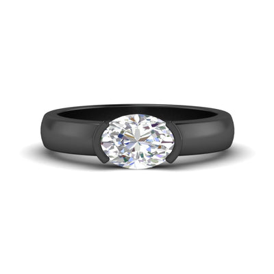 Half Bezel Oval East West Solitaire Ring