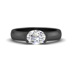Half Bezel Oval East West Solitaire Ring