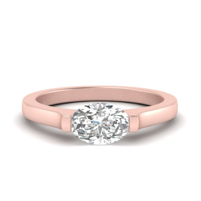 Oval Shaped Half Bezel Engagement Ring
