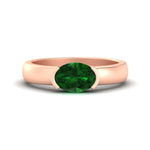 Load image into Gallery viewer, half-bezel-oval-shaped-emerald-east-west-ring-in-rose-gold-fd11531ovrgemgr-nl-rg

