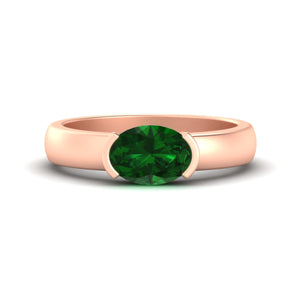 Half Bezel Oval East West Colored Ring