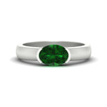 Load image into Gallery viewer, half-bezel-oval-shaped-emerald-east-west-ring-in-white-gold-fd11531ovrgemgr-nl-wg

