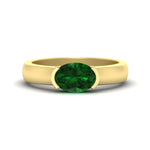 Load image into Gallery viewer, half-bezel-oval-shaped-emerald-east-west-ring-in-yellow-gold-fd11531ovrgemgr-nl-yg
