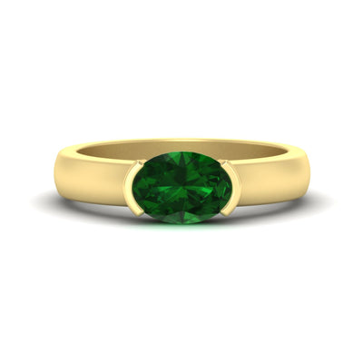 Half Bezel Oval East West Colored Ring