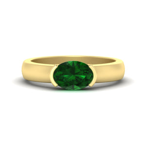 Half Bezel Oval East West Colored Ring