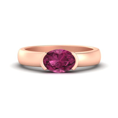 Half Bezel Oval East West Colored Ring