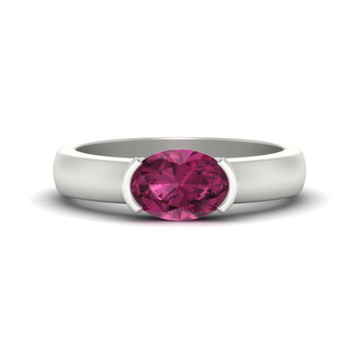Half Bezel Oval East West Colored Ring