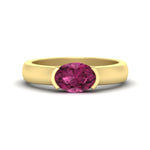 Load image into Gallery viewer, half-bezel-oval-shaped-pink-sapphire-east-west-ring-in-yellow-gold-fd11531ovrgsadrpi-nl-yg

