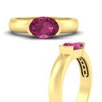 Load image into Gallery viewer, half-bezel-oval-shaped-pink-sapphire-east-west-ring-in-yellow-gold-fd11531ovrgsadrpi-nl-yg
