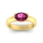 Load image into Gallery viewer, half-bezel-oval-shaped-pink-sapphire-east-west-ring-in-yellow-gold-fd11531ovrgsadrpi-nl-yg
