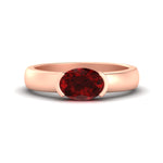 Load image into Gallery viewer, half-bezel-oval-shaped-ruby-east-west-ring-in-rose-gold-fd11531ovrgrudr-nl-rg
