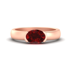 Half Bezel Oval East West Colored Ring