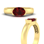 Load image into Gallery viewer, half-bezel-oval-shaped-ruby-east-west-ring-in-yellow-gold-fd11531ovrgrudr-nl-yg

