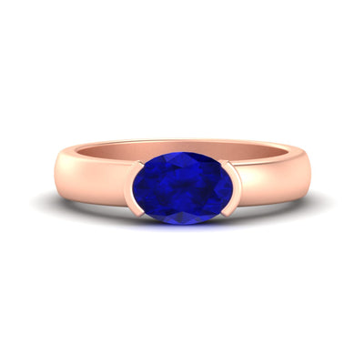 Half Bezel Oval East West Colored Ring