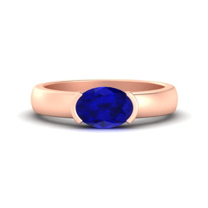 Half Bezel Oval East West Colored Ring