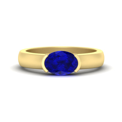 Half Bezel Oval East West Colored Ring