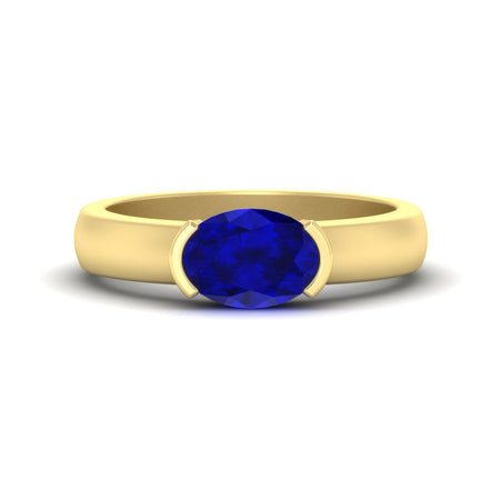 Half Bezel Oval East West Colored Ring