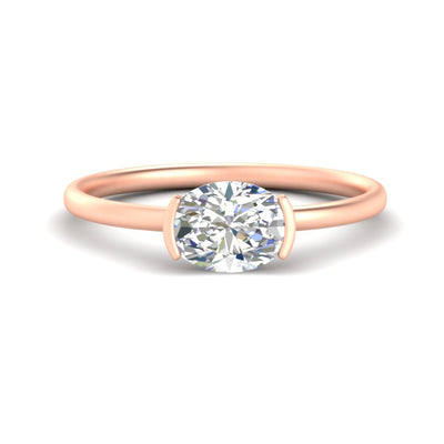 Oval Shaped Half Bezel Solitaire Engagement Ring