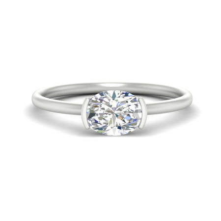 Oval Shaped East West Solitaire Engagement Ring