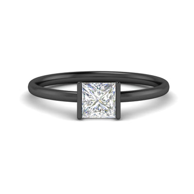 Princess Cut Half Bezel Solitaire Engagement Ring