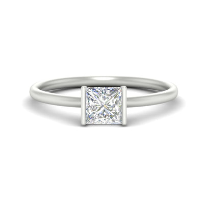 Princess Cut Half Bezel Solitaire Engagement Ring