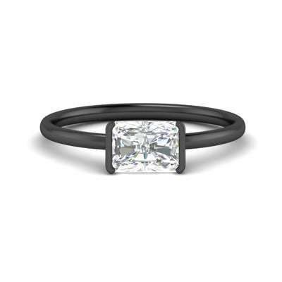 Radiant Cut Half Bezel Solitaire Engagement Ring