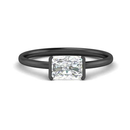Radiant Cut Diamond Half Bezel Solitaire Engagement Ring