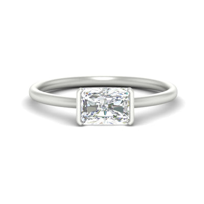 Radiant Cut Half Bezel Solitaire Engagement Ring