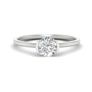 Round Cut Half Bezel Solitaire Engagement Ring