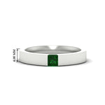 Load image into Gallery viewer, half-bezel-solitaire-princess-mens-comfort-fit-emerald-wedding-ring-in-white-gold-fdm8083prgemgr-nl-wg-hw
